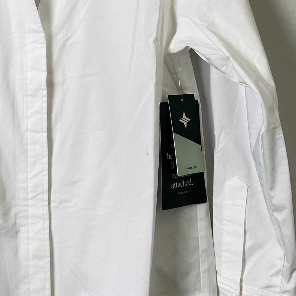 TUCKERNUCK White Bessette Button Down | Stand Collar Tailored Blouse - Picture 4 of 11